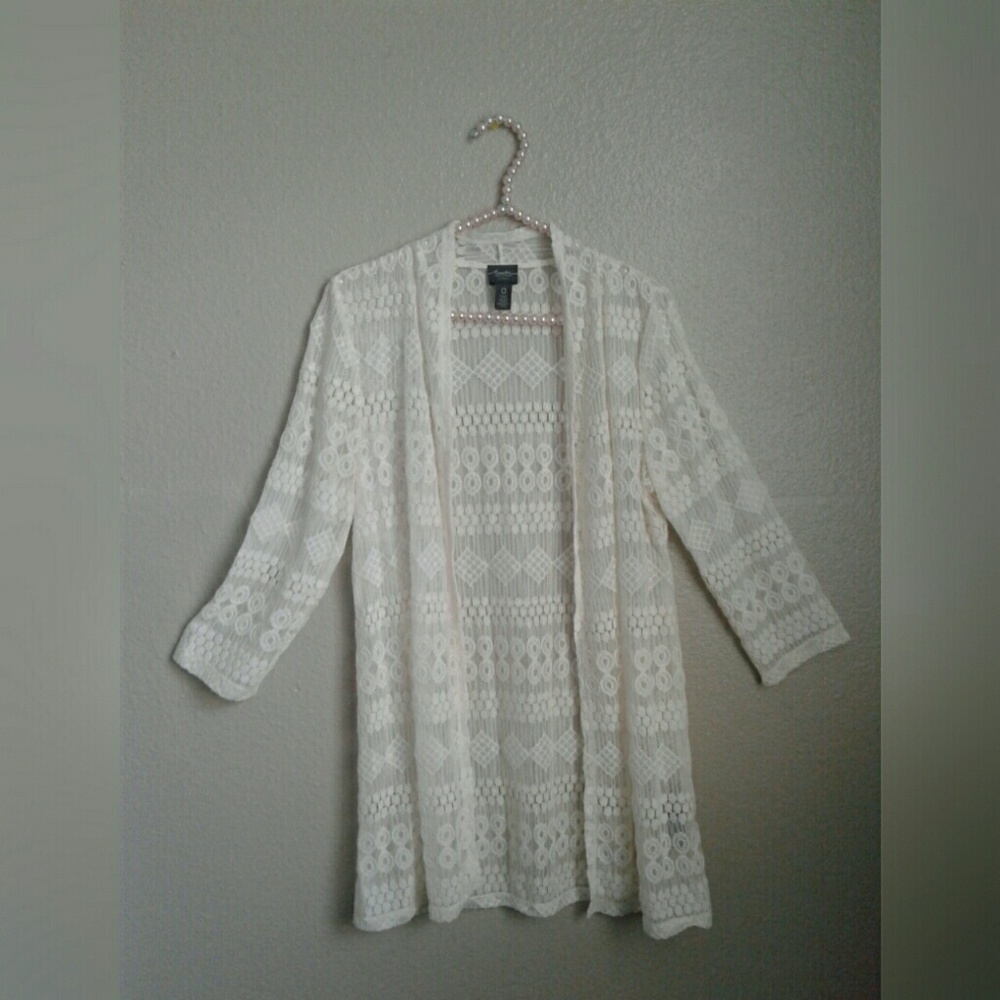 Traveler Collection by Chicos Lace Cardigan Boho 0